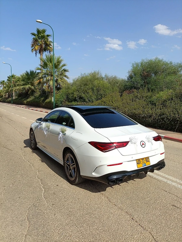 השכרת רכב לכול מטרה מרסדס AMG CLA כולל נהגת או נהג לבחירה +קישוט לרכב+זר כלה