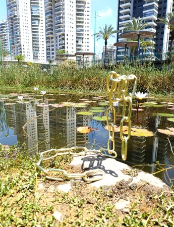 מעמד לבקבוק בצבע זהב