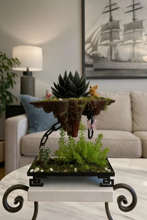 אי תלוי על השרשרת סוקולנטים